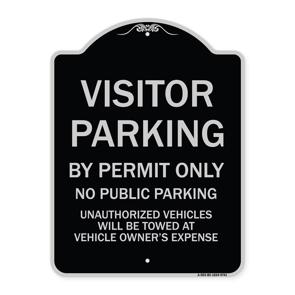 Signmission Designer Series-Visitor Parking By Permit Only No Public Parking, 24" x 18", BS-1824-9741 A-DES-BS-1824-9741 - main
